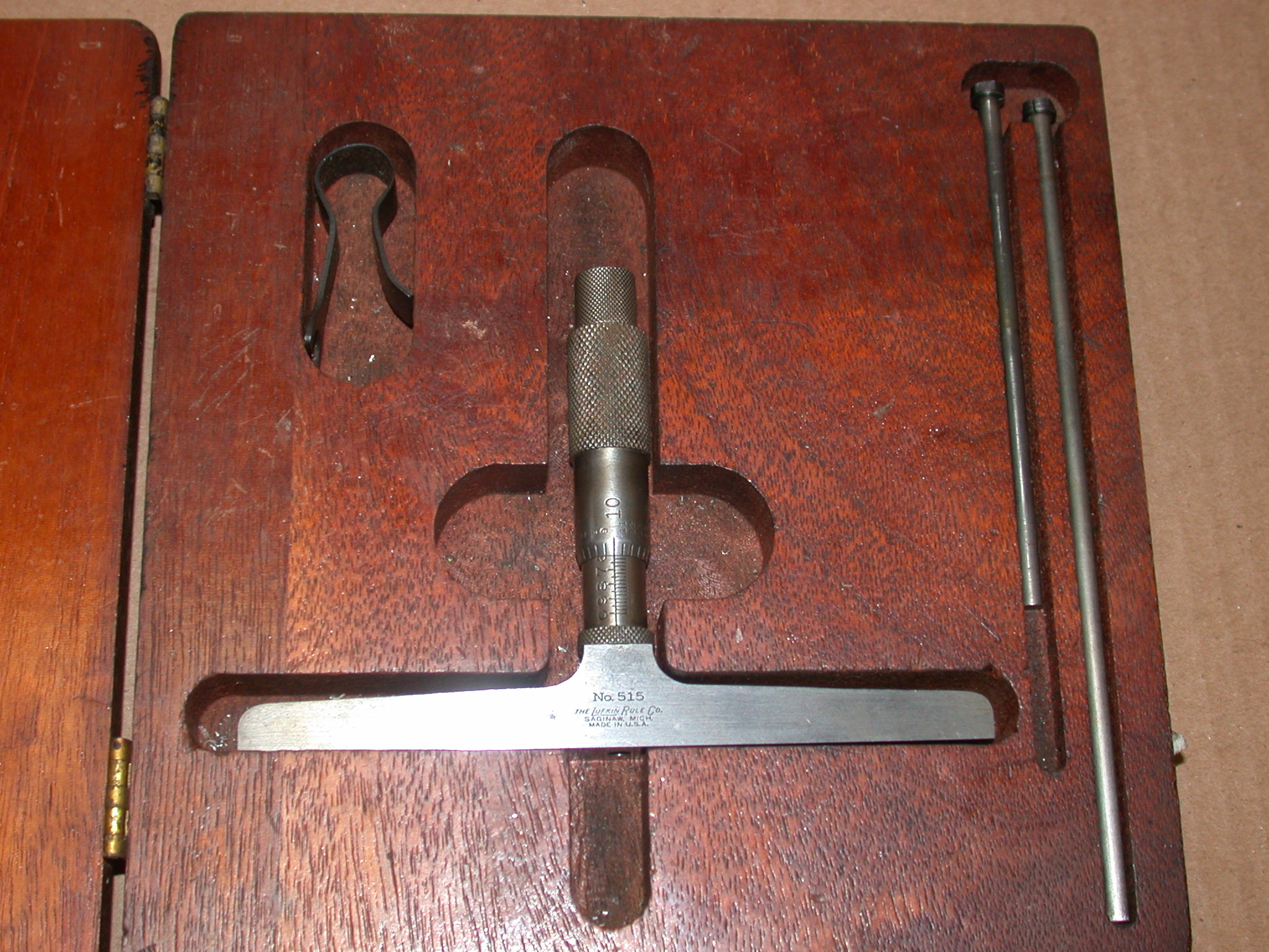 Lufkin No 515, 0 - 3" Depth Micrometer, Wooden Case, 80212658