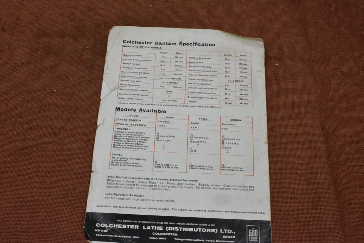 Original Colchester Bantam Sales Leaflet (Tatty) 80214846 - Image 3