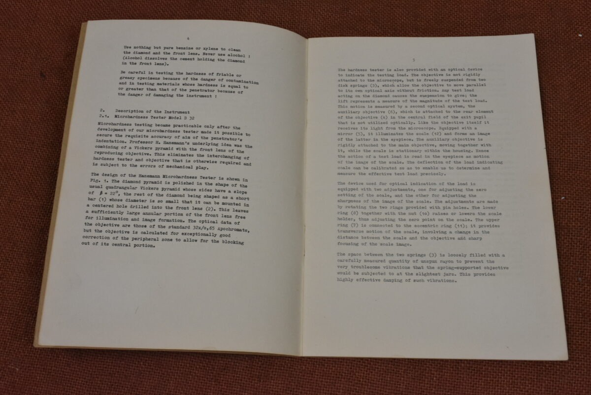 Carl Zeiss Jena: Microhardness Tester Model D32 Instruction Manual 80214885 - Image 3