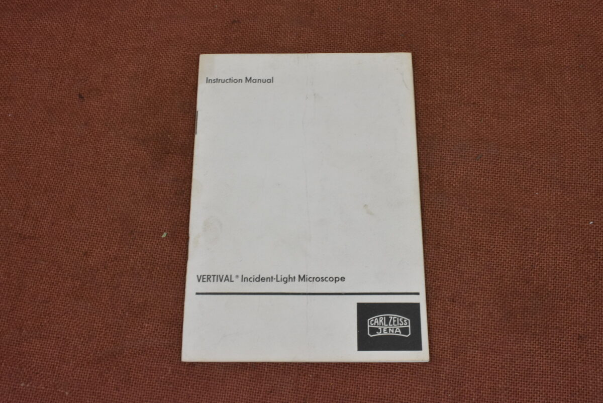 Carl Zeiss Jena: Vertical Incident Light Microscope Instruction Manual 80214884 - Image 2