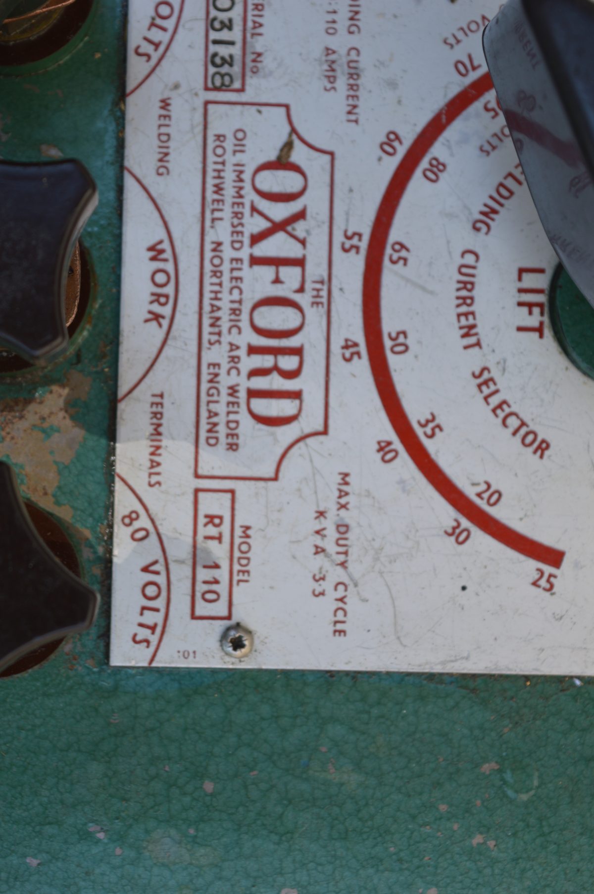 Oxford Oil Cooled Arc Welder, Model RT10, 1ph, 80216835 - Image 6