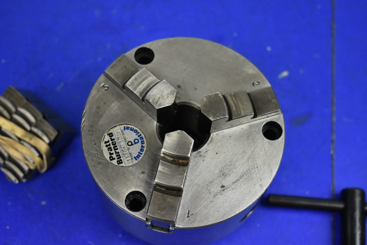 Pratt Burnerd 4" Self Centering 3 Jaw Chuck to Fit Right Hand Union Graduate Key + Reverse Jaws 80217147 - Image 4